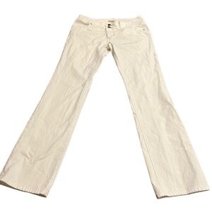 CAbi Women’s White Straight Leg Stretch Double Button Jeans Size 6